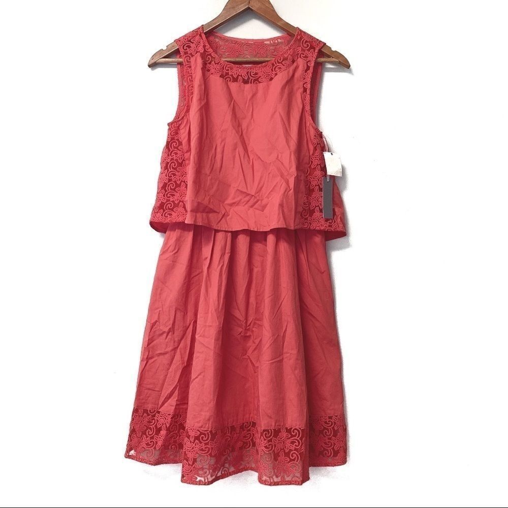 𝅺chelsea28 Coral Spice Embroidered Dress